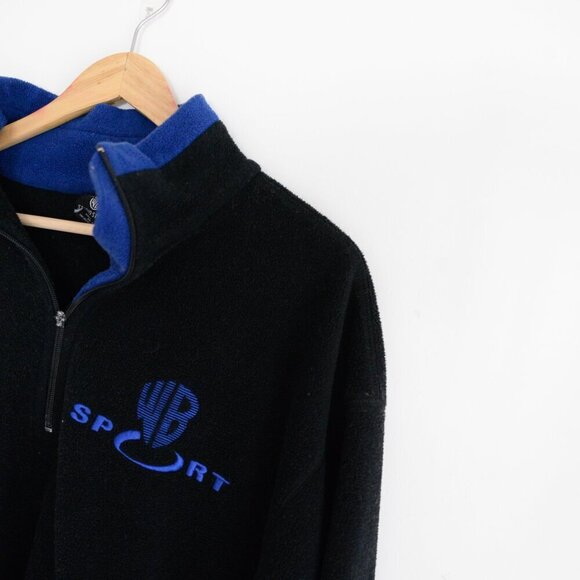 VTG '97 Warner Brothers Studio Store Navy Blue Wb Sport Half Sip Fleece Sweater - Picture 11 of 13
